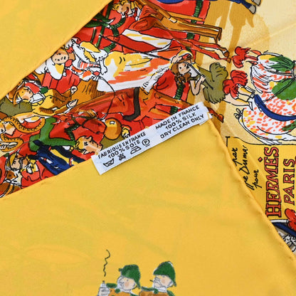 Hermes Scarf Carre 90 Cirque Molier Yellow Small Good