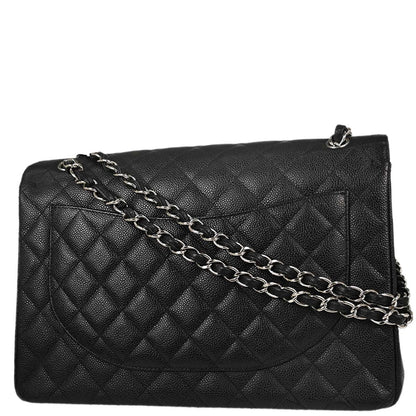 Chanel Black Caviar Skin Maxi Classic Double Flap Shoulder Bag