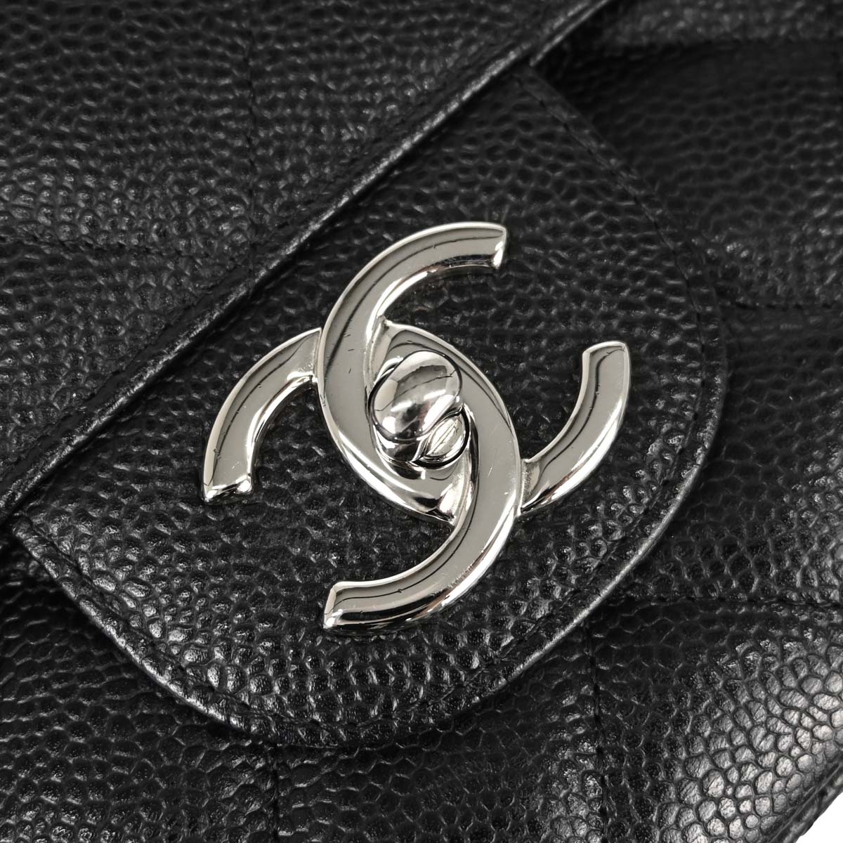 Chanel Black Caviar Skin Maxi Classic Double Flap Shoulder Bag