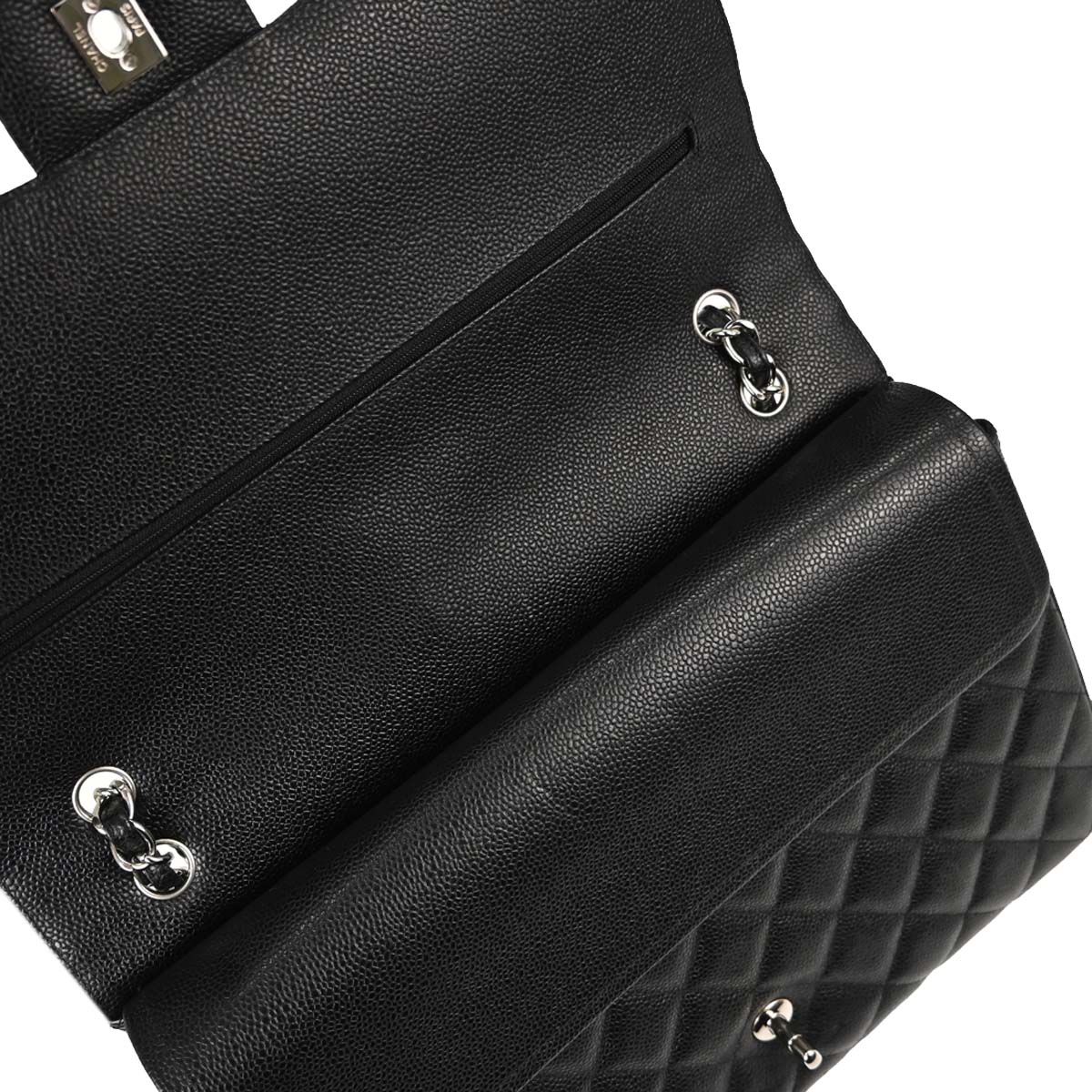 Chanel Black Caviar Skin Maxi Classic Double Flap Shoulder Bag