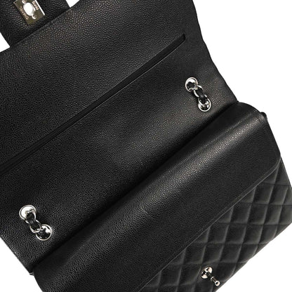Chanel Black Caviar Skin Maxi Classic Double Flap Shoulder Bag