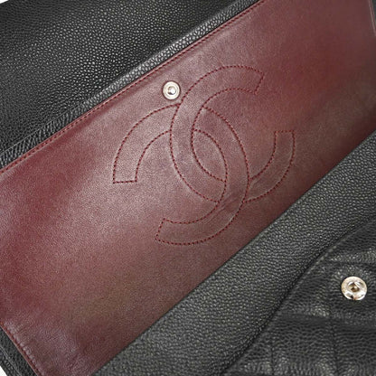 Chanel Black Caviar Skin Maxi Classic Double Flap Shoulder Bag