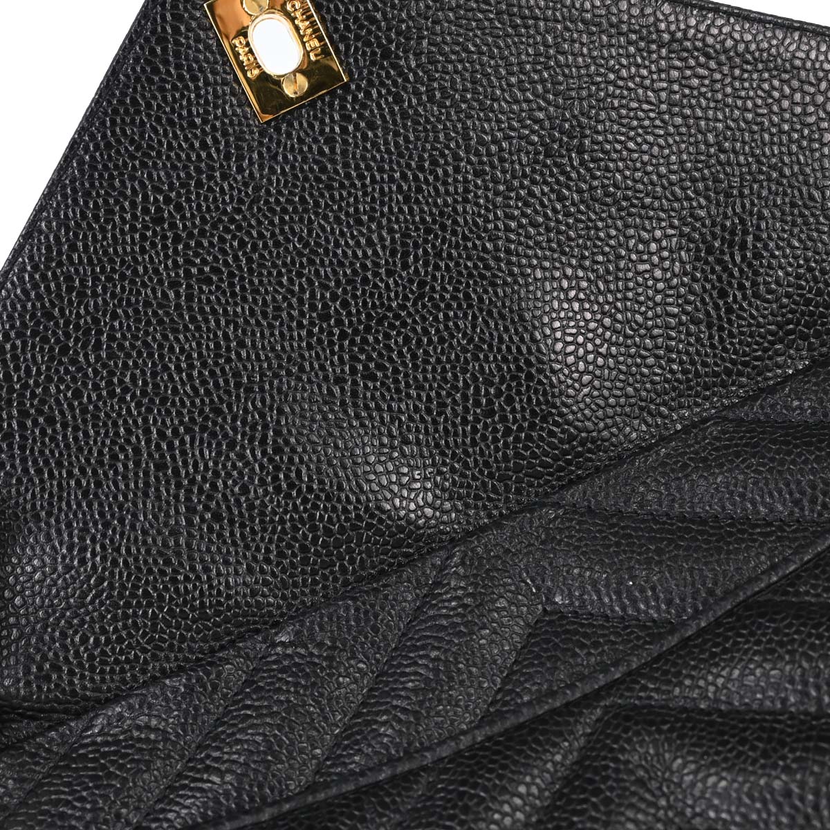 Chanel 1991-1994 Black Caviar Skin Chevron Camera Bag Small
