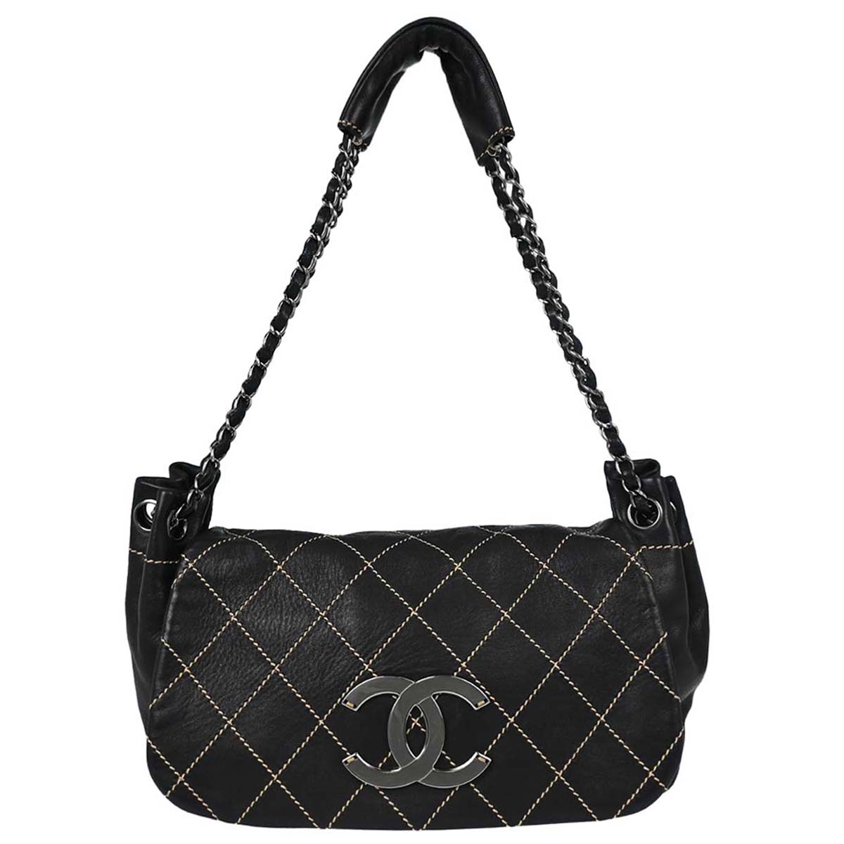 Chanel 2004-2005 Black Lambskin Wild Stitch Handbag
