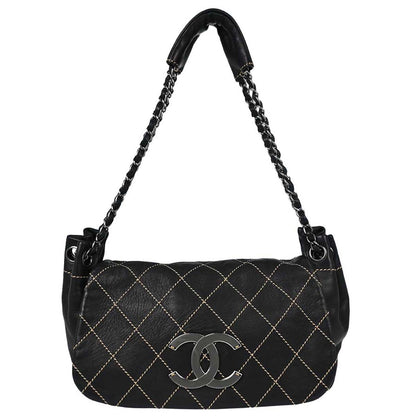 Chanel 2004-2005 Black Lambskin Wild Stitch Handbag