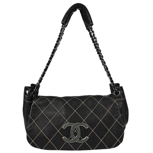 Chanel 2004-2005 Black Lambskin Wild Stitch Handbag