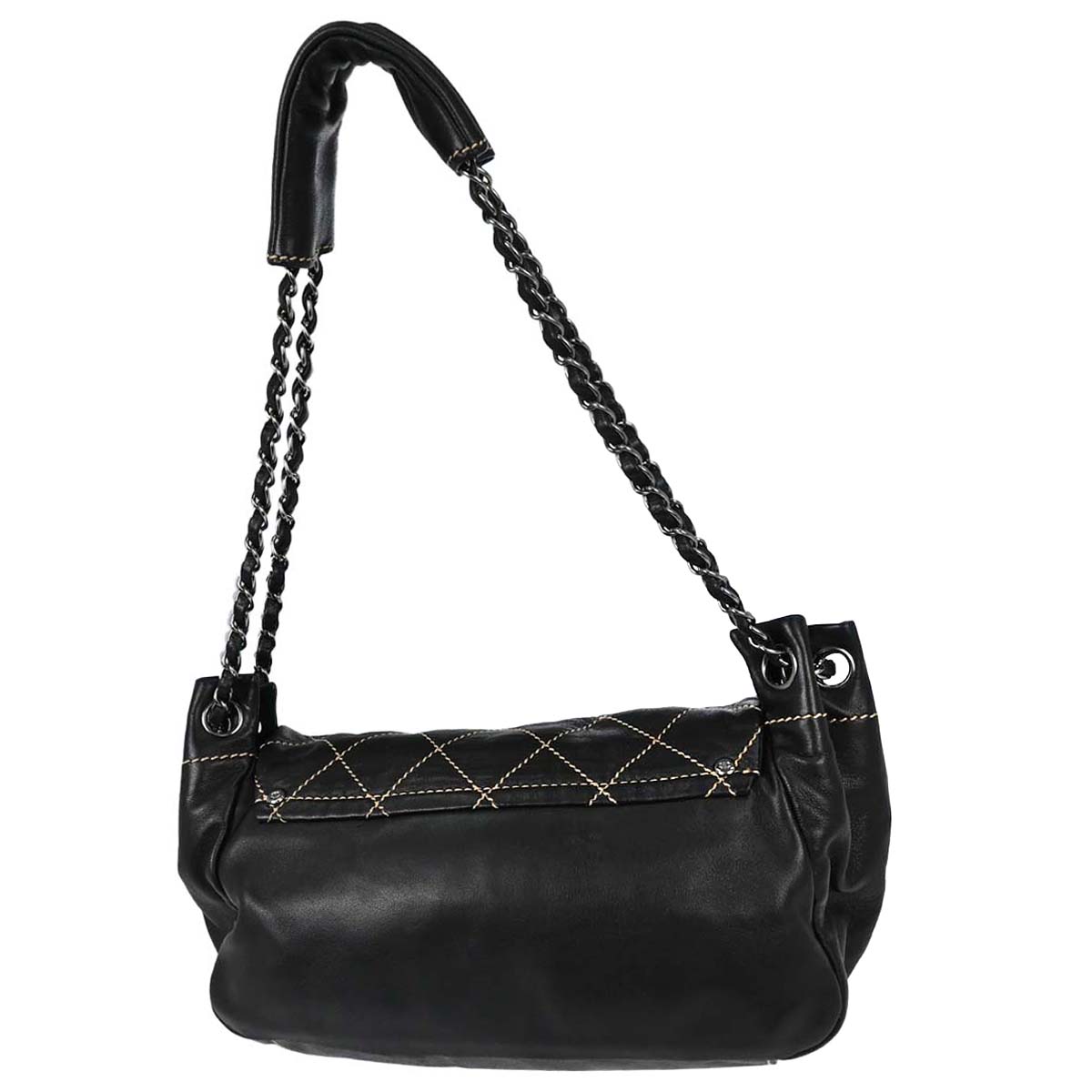 Chanel 2004-2005 Black Lambskin Wild Stitch Handbag
