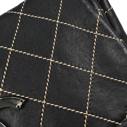 Chanel 2004-2005 Black Lambskin Wild Stitch Handbag