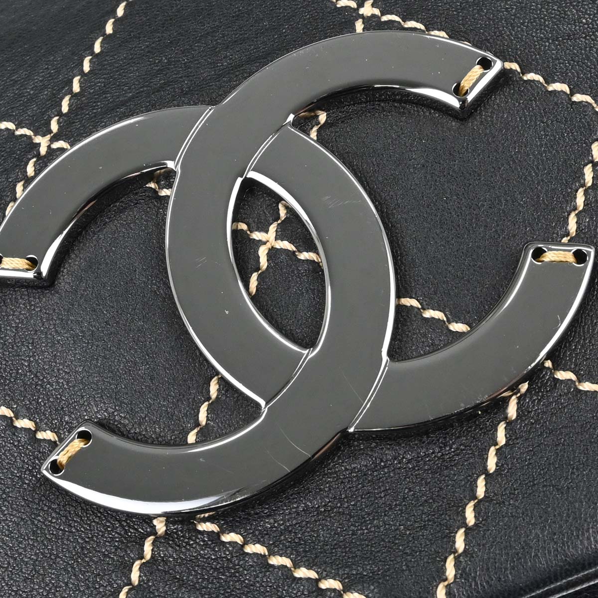 Chanel 2004-2005 Black Lambskin Wild Stitch Handbag