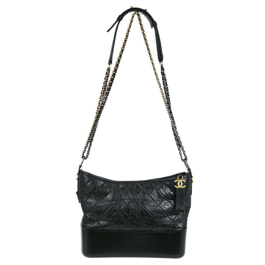 Chanel Black Calfskin Lambskin Medium Gabrielle Shoulder Bag