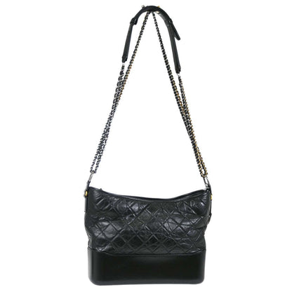 Chanel Black Calfskin Lambskin Medium Gabrielle Shoulder Bag
