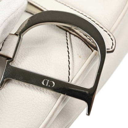Christian Dior White Leather Saddle Handbag