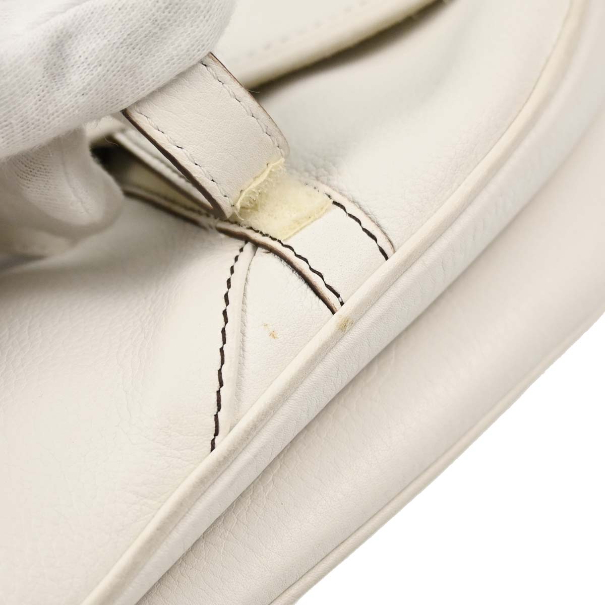 Christian Dior White Leather Saddle Handbag
