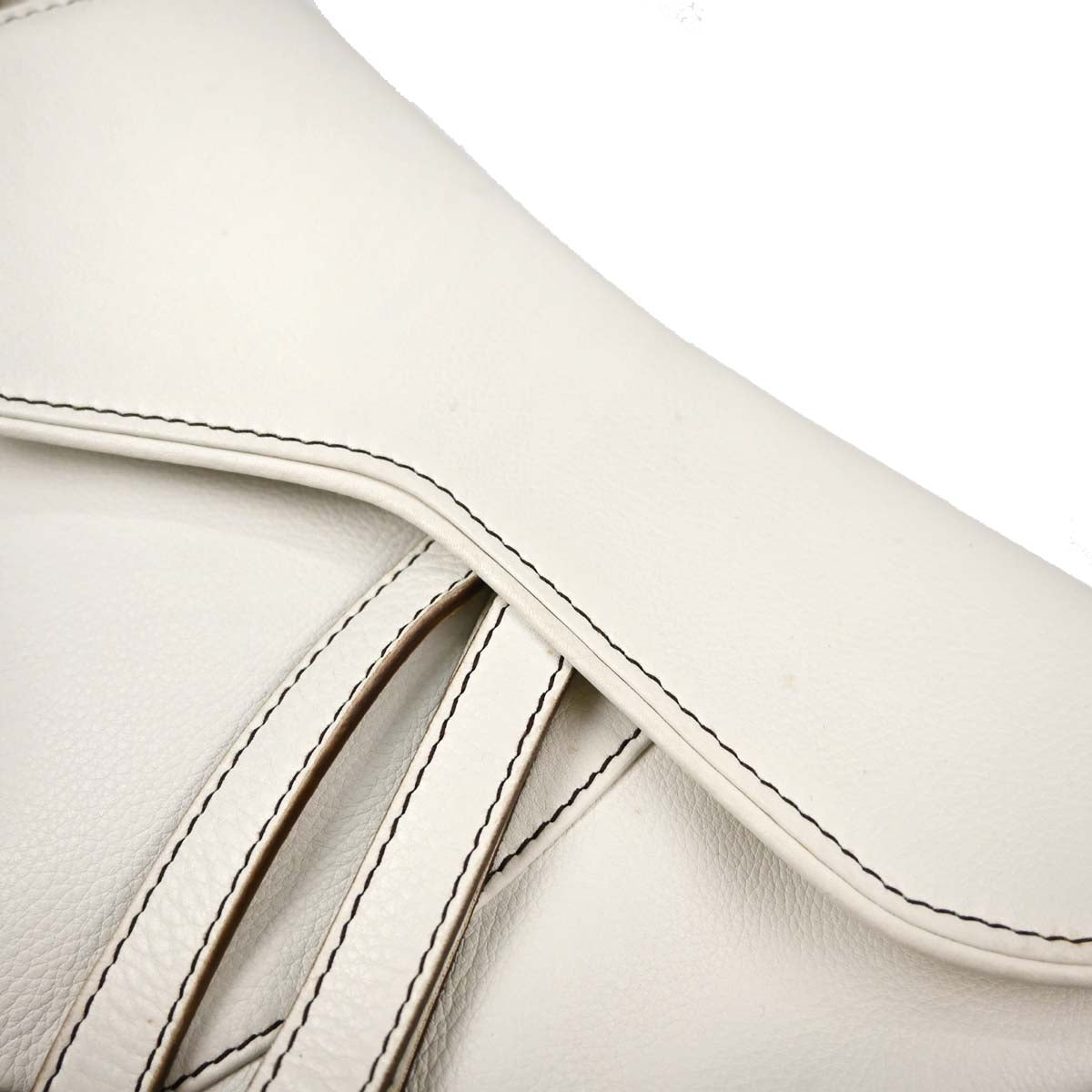 Christian Dior White Leather Saddle Handbag