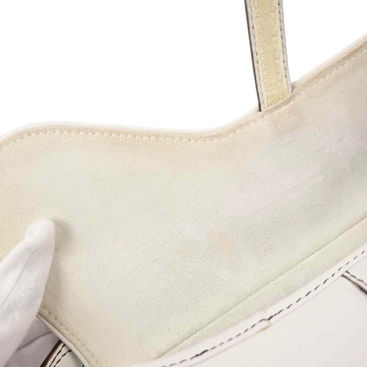 Christian Dior White Leather Saddle Handbag