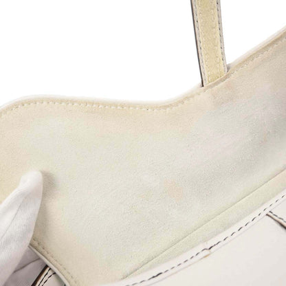 Christian Dior White Leather Saddle Handbag