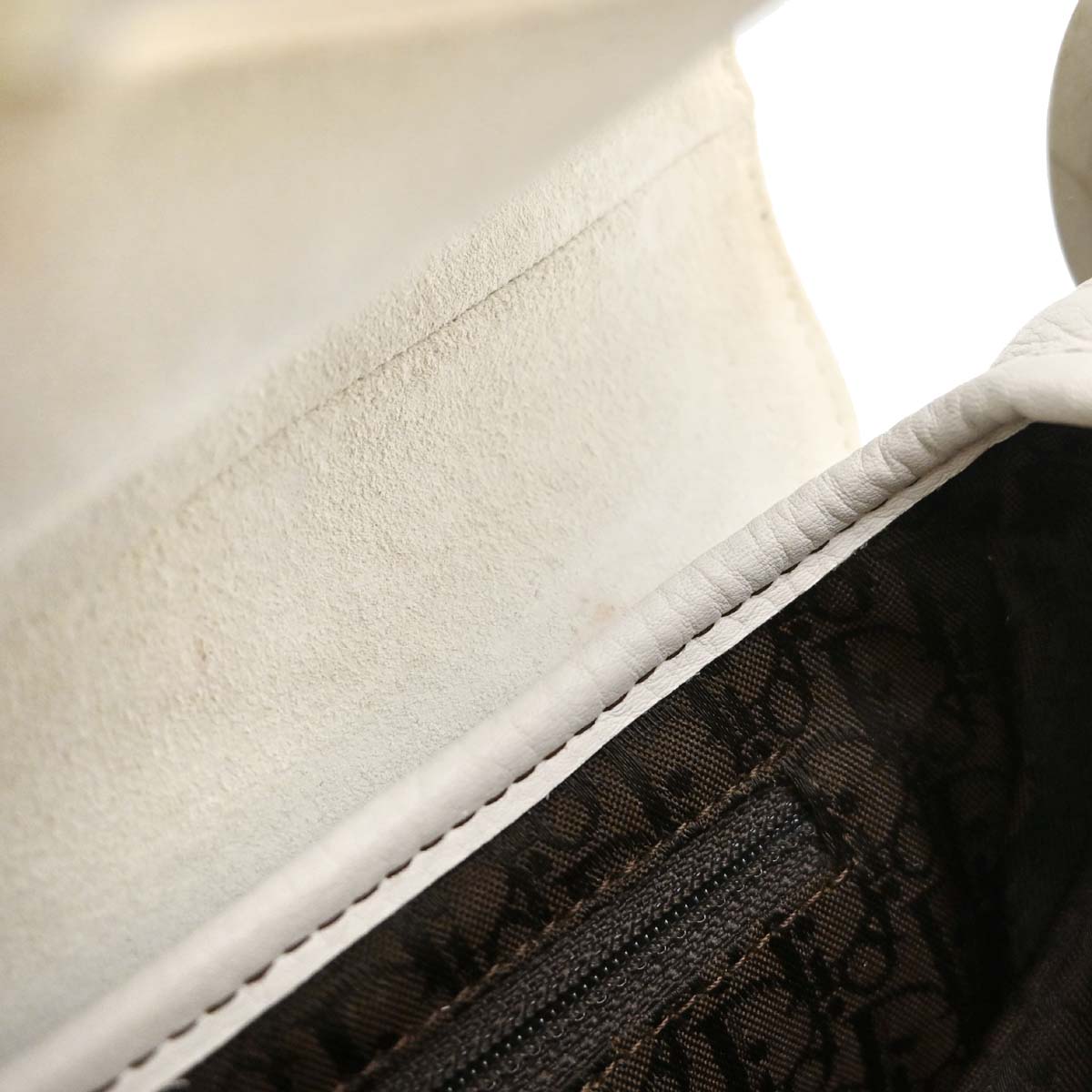 Christian Dior White Leather Saddle Handbag