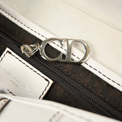 Christian Dior White Leather Saddle Handbag