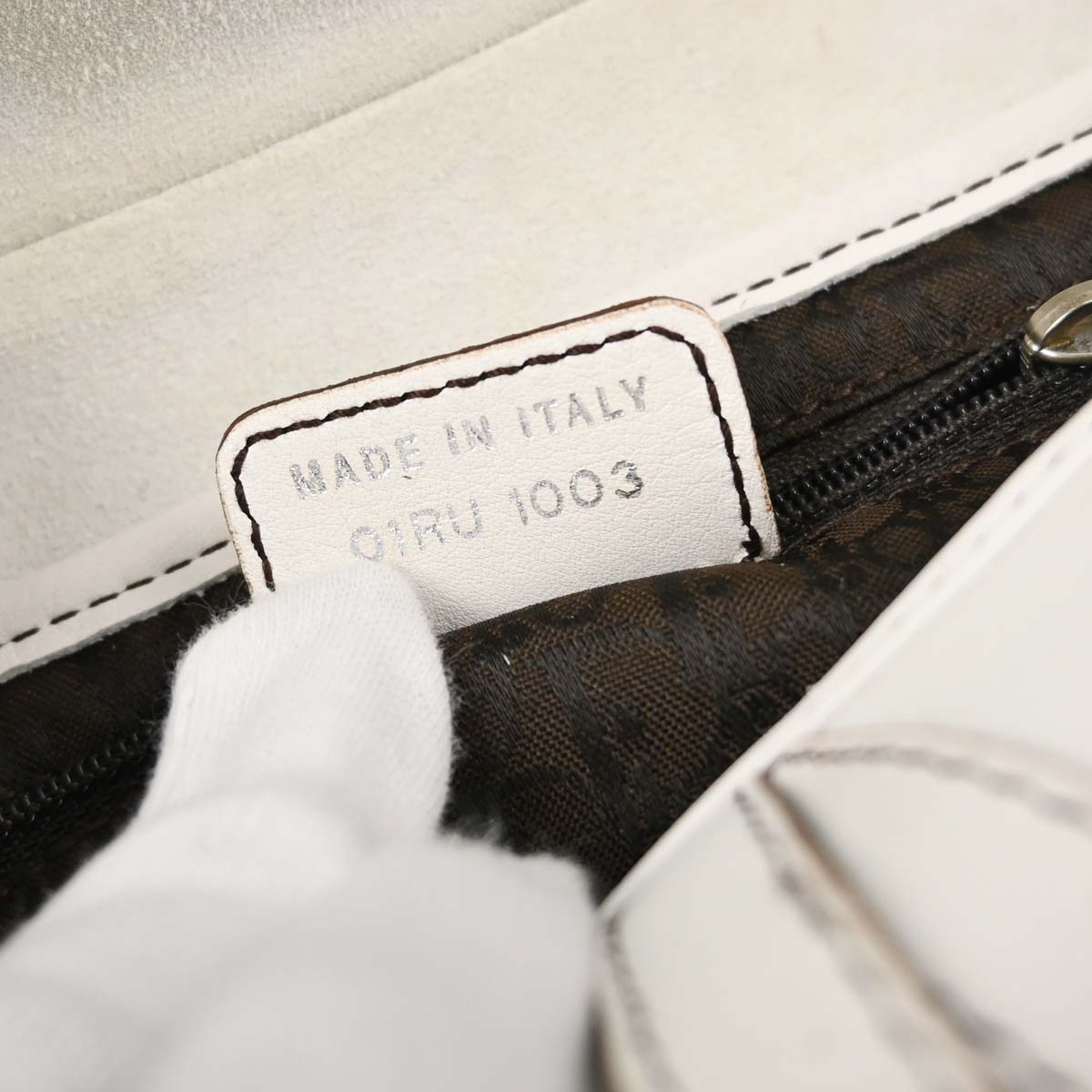Christian Dior White Leather Saddle Handbag