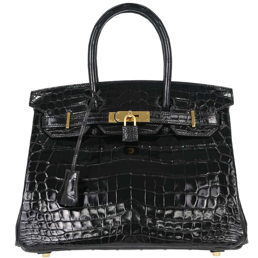 Hermes * Black Niloticus Birkin 30 Handbag