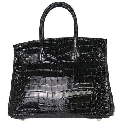 Hermes * Black Niloticus Birkin 30 Handbag