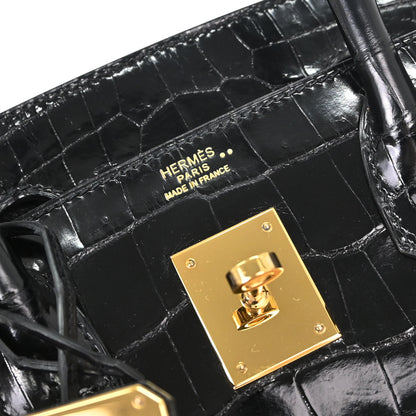 Hermes * Black Niloticus Birkin 30 Handbag