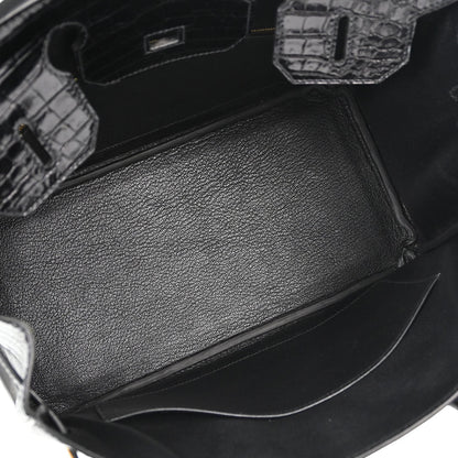Hermes * Black Niloticus Birkin 30 Handbag