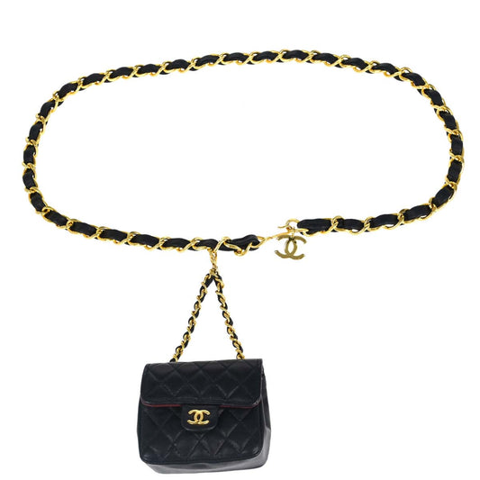Chanel Navy Lambskin Classic Flap Micro Bum Belt Bag