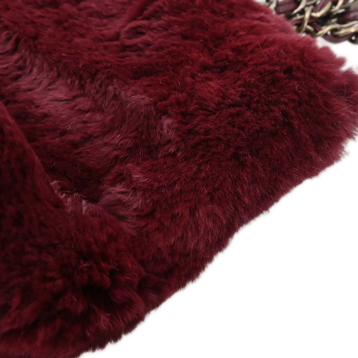 Chanel 2000-2002 Burgundy Lapin Fur Tote Handbag