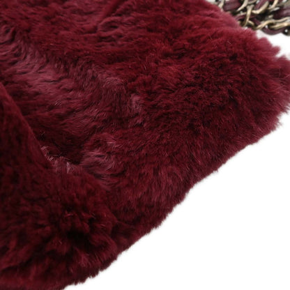 Chanel 2000-2002 Burgundy Lapin Fur Tote Handbag