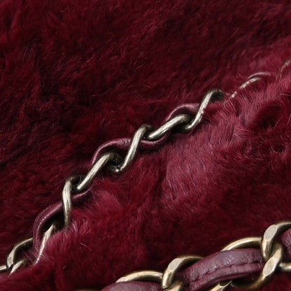 Chanel 2000-2002 Burgundy Lapin Fur Tote Handbag