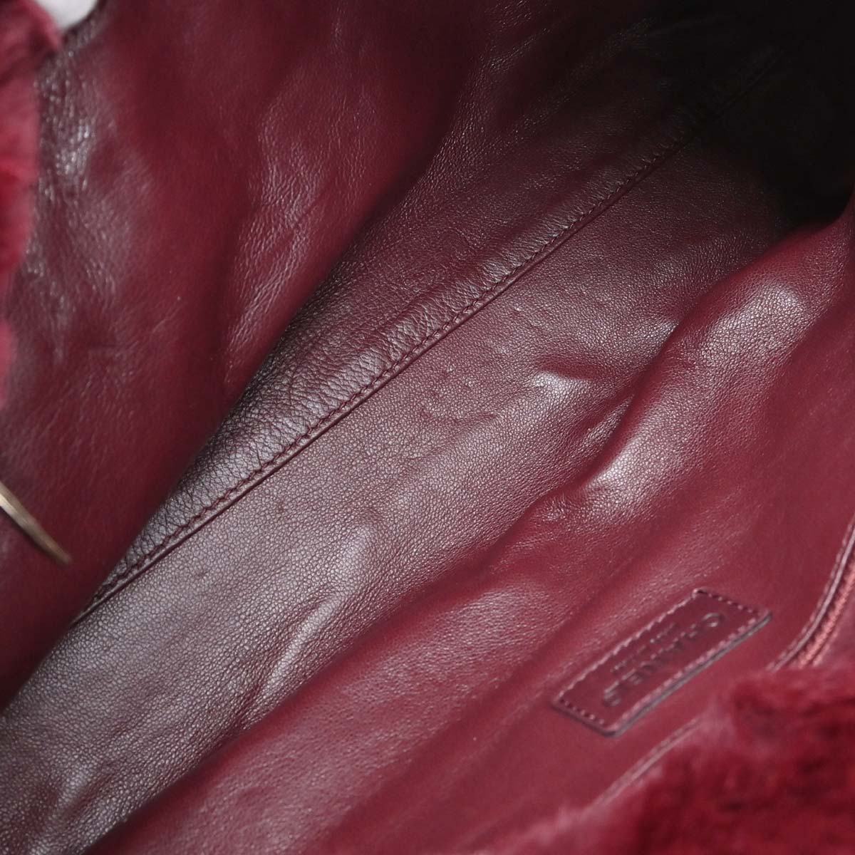 Chanel 2000-2002 Burgundy Lapin Fur Tote Handbag