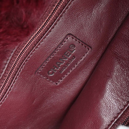 Chanel 2000-2002 Burgundy Lapin Fur Tote Handbag