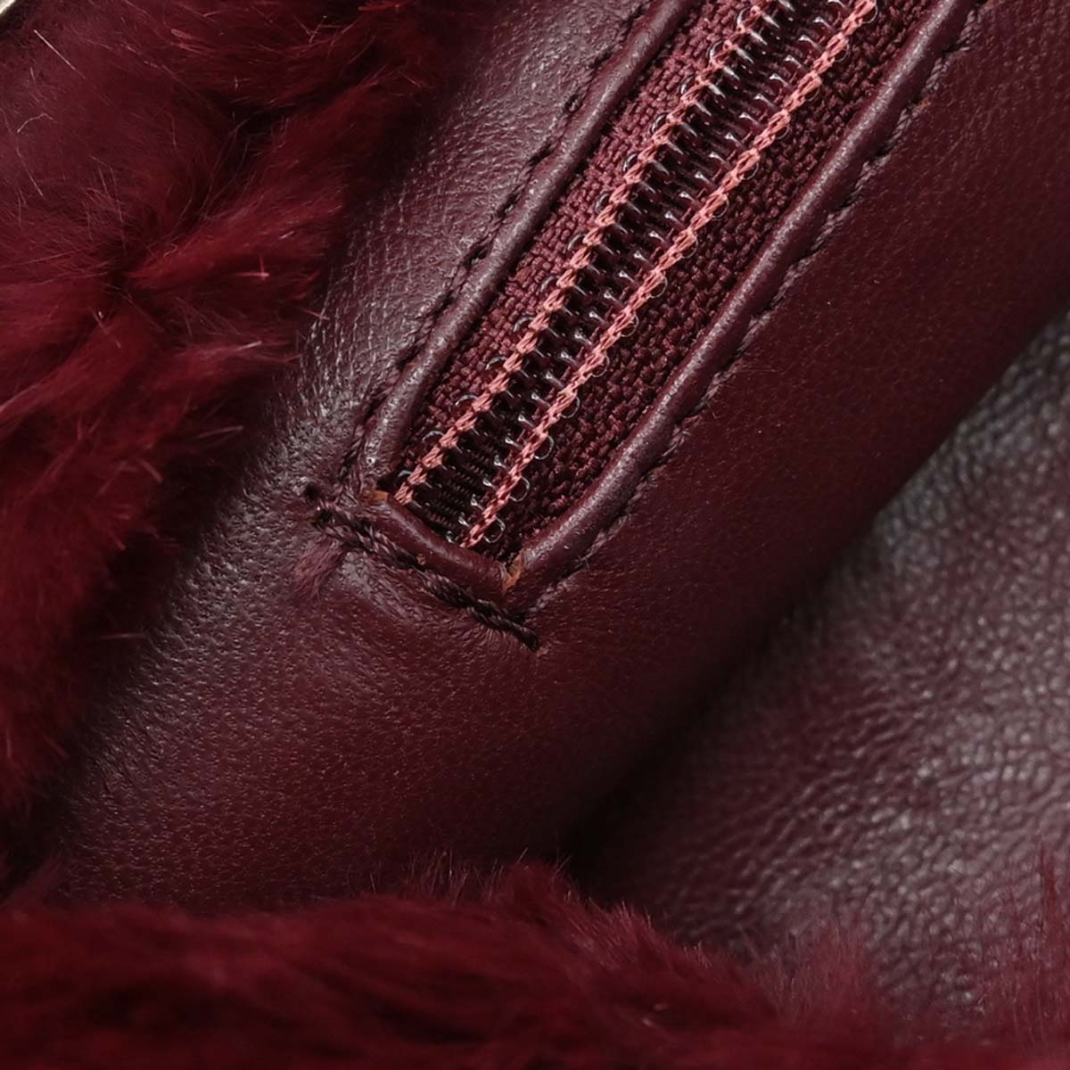 Chanel 2000-2002 Burgundy Lapin Fur Tote Handbag