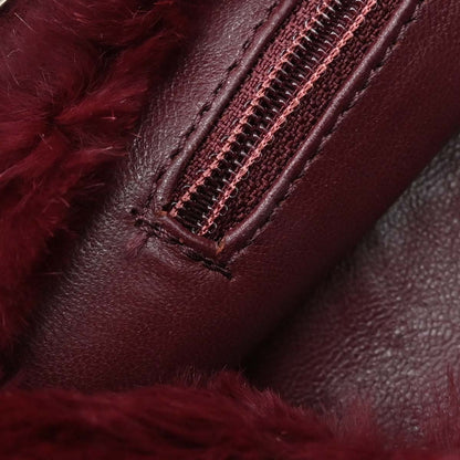Chanel 2000-2002 Burgundy Lapin Fur Tote Handbag