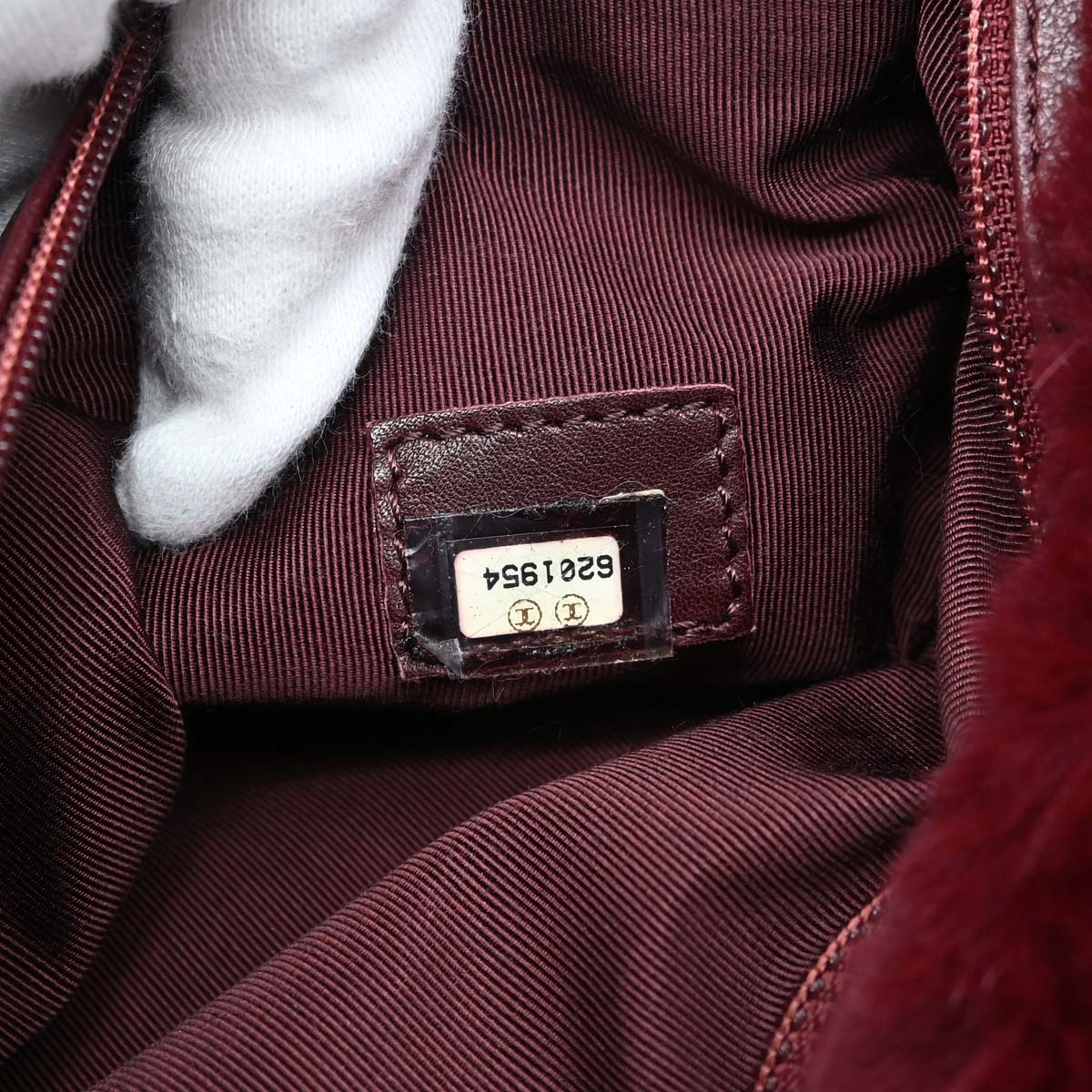 Chanel 2000-2002 Burgundy Lapin Fur Tote Handbag