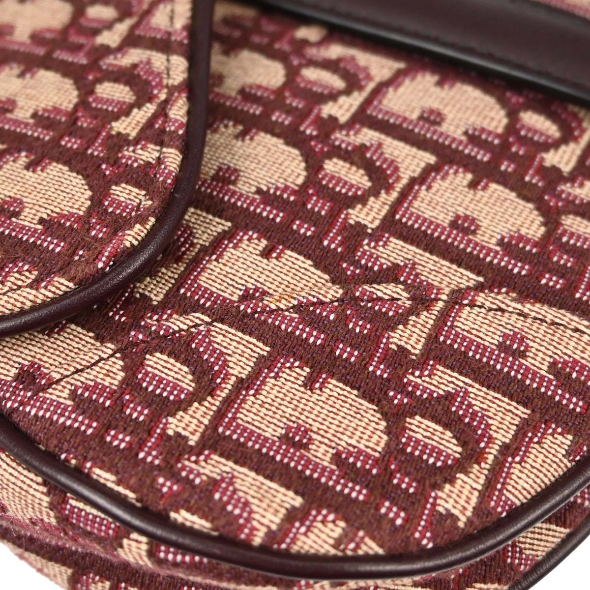 Christian Dior Burgundy Trotter Oblique Saddle 2way Shoulder Handbag