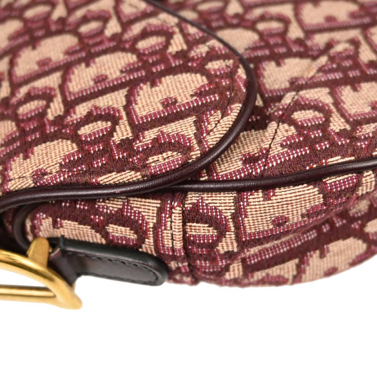 Christian Dior Burgundy Trotter Oblique Saddle 2way Shoulder Handbag