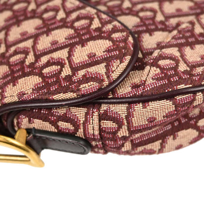 Christian Dior Burgundy Trotter Oblique Saddle 2way Shoulder Handbag