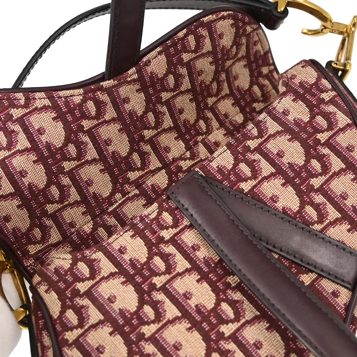 Christian Dior Burgundy Trotter Oblique Saddle 2way Shoulder Handbag