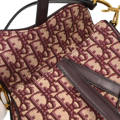 Christian Dior Burgundy Trotter Oblique Saddle 2way Shoulder Handbag