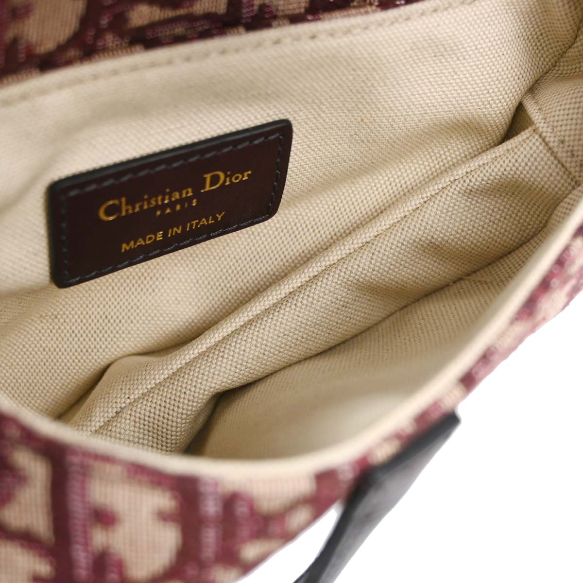 Christian Dior Burgundy Trotter Oblique Saddle 2way Shoulder Handbag