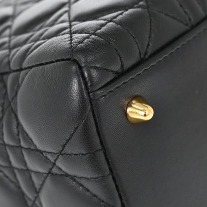 Christian Dior Black Lambskin Medium Lady Dior Cannage 2way Shoulder Handbag