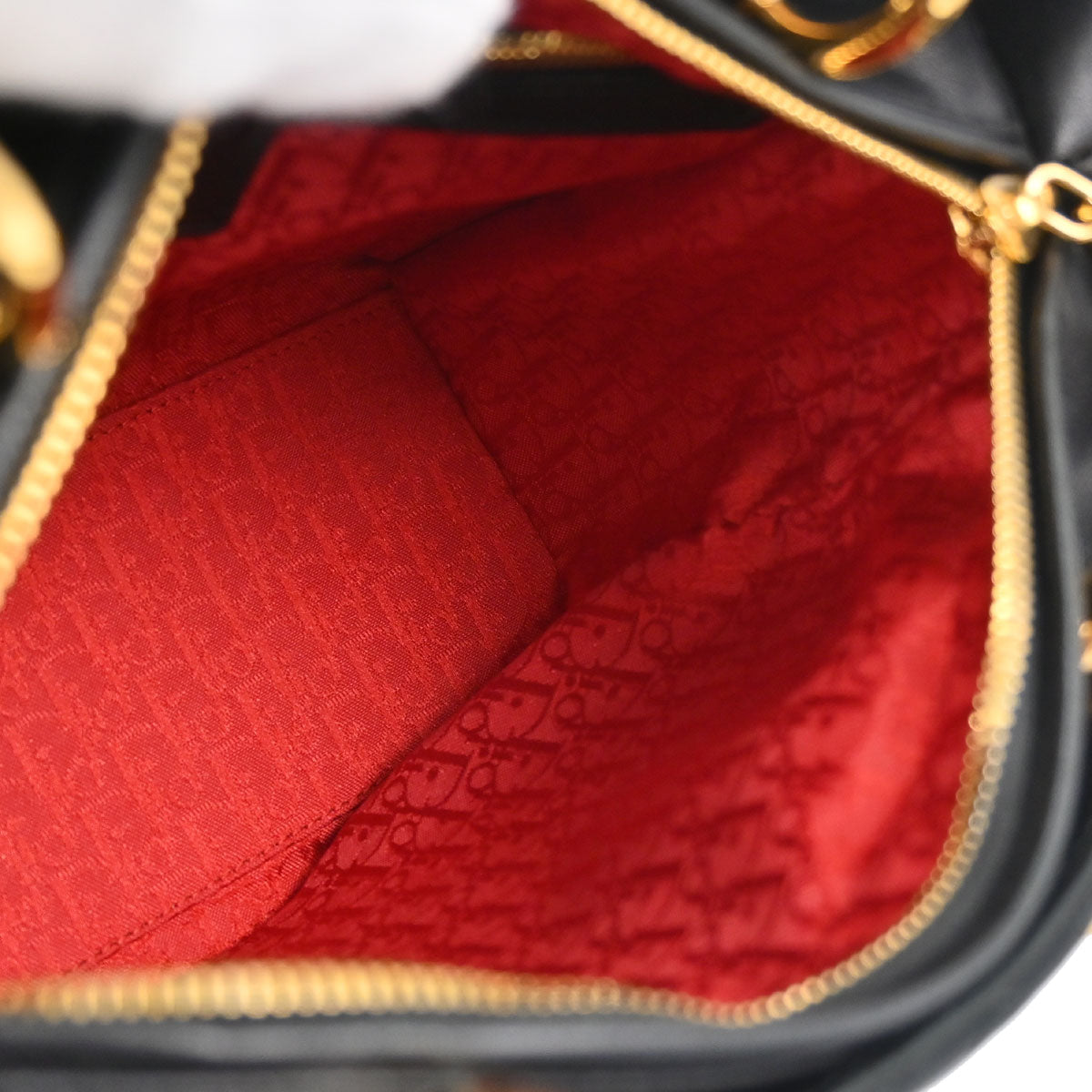 Christian Dior Black Lambskin Medium Lady Dior Cannage 2way Shoulder Handbag
