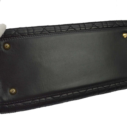 Christian Dior Black Lambskin Medium Lady Dior Cannage 2way Shoulder Handbag