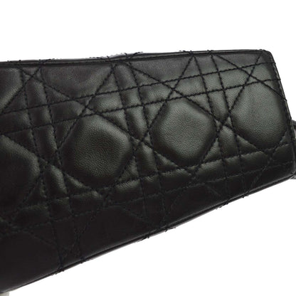 Christian Dior Black Lambskin Medium Lady Dior Cannage 2way Shoulder Handbag