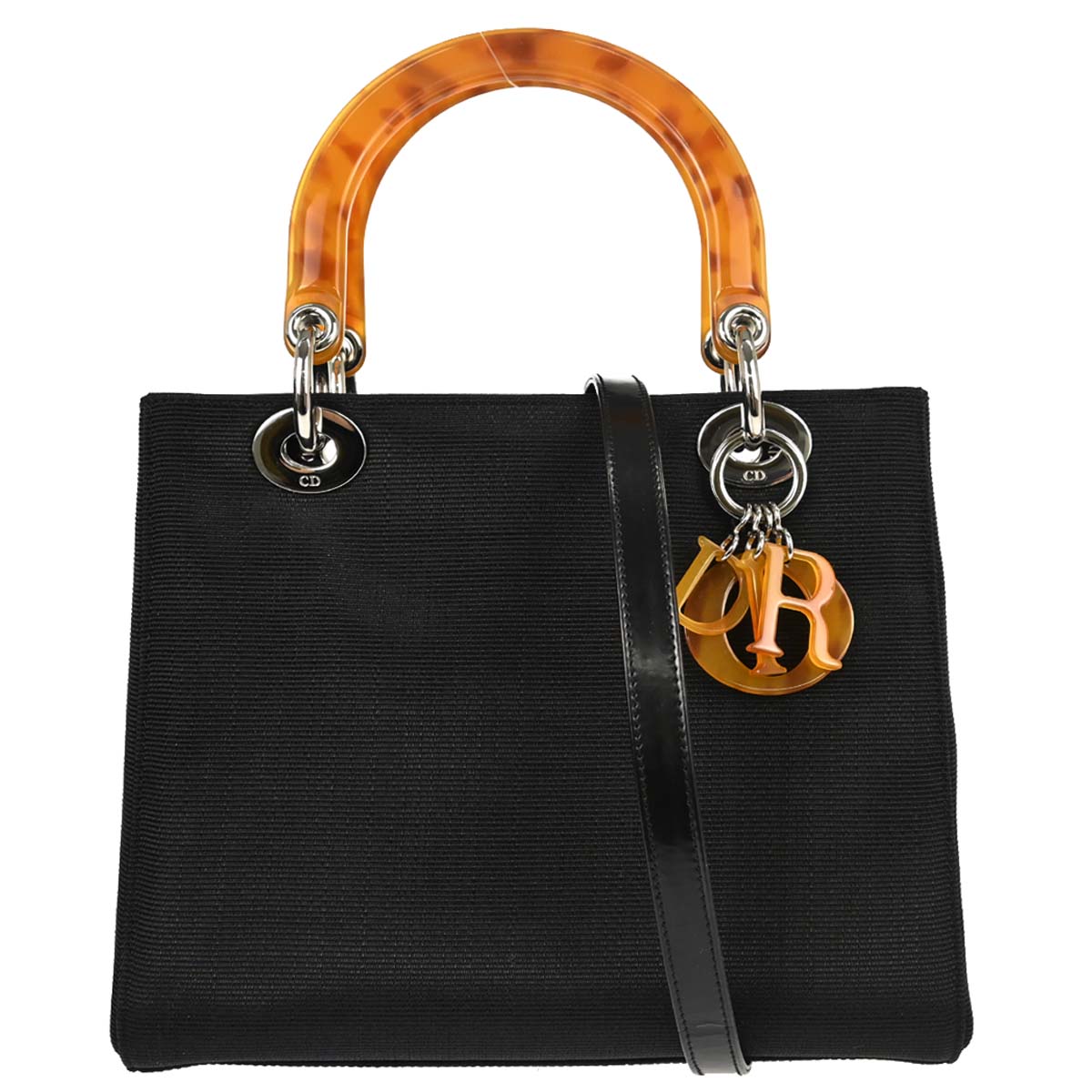 Christian Dior Black Nylon Lady Dior 2way Shoulder Handbag