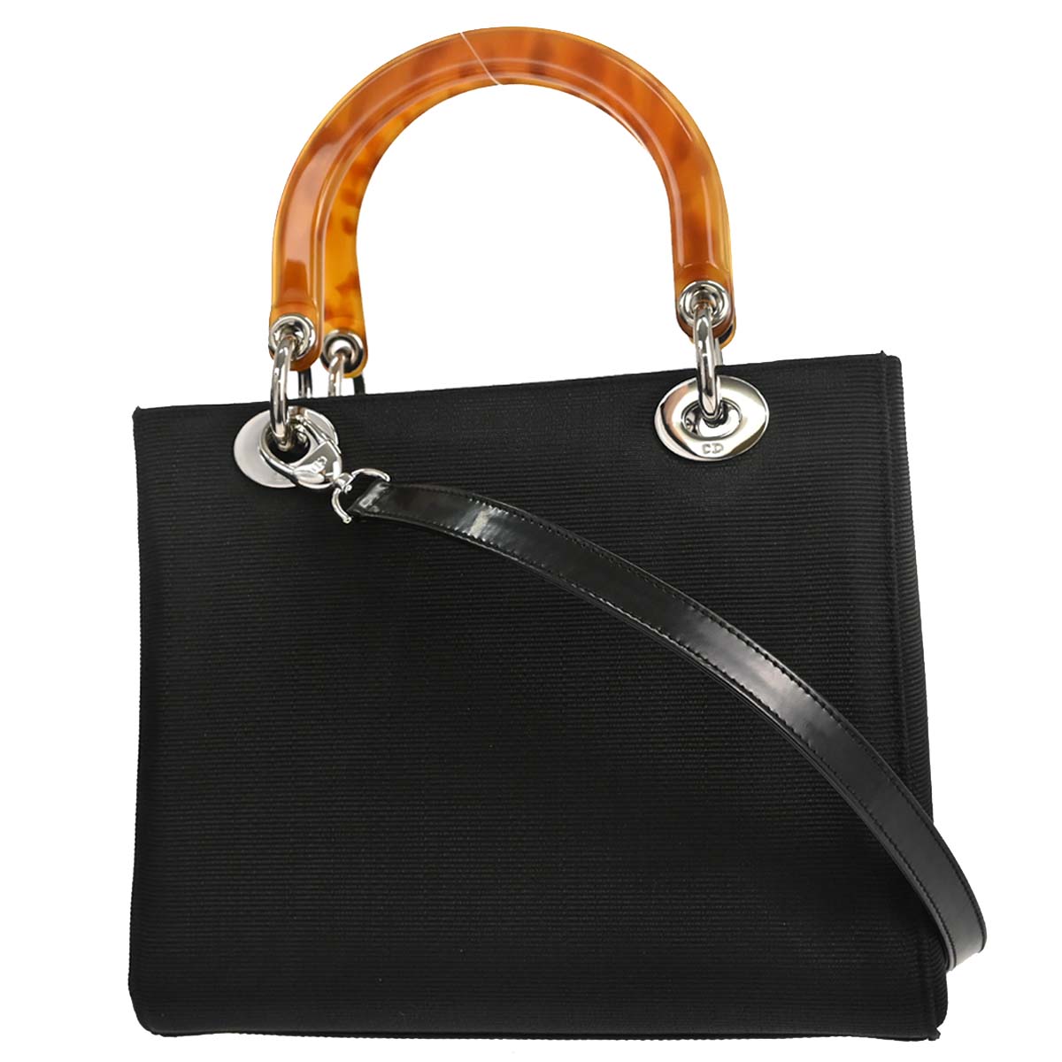 Christian Dior Black Nylon Lady Dior 2way Shoulder Handbag