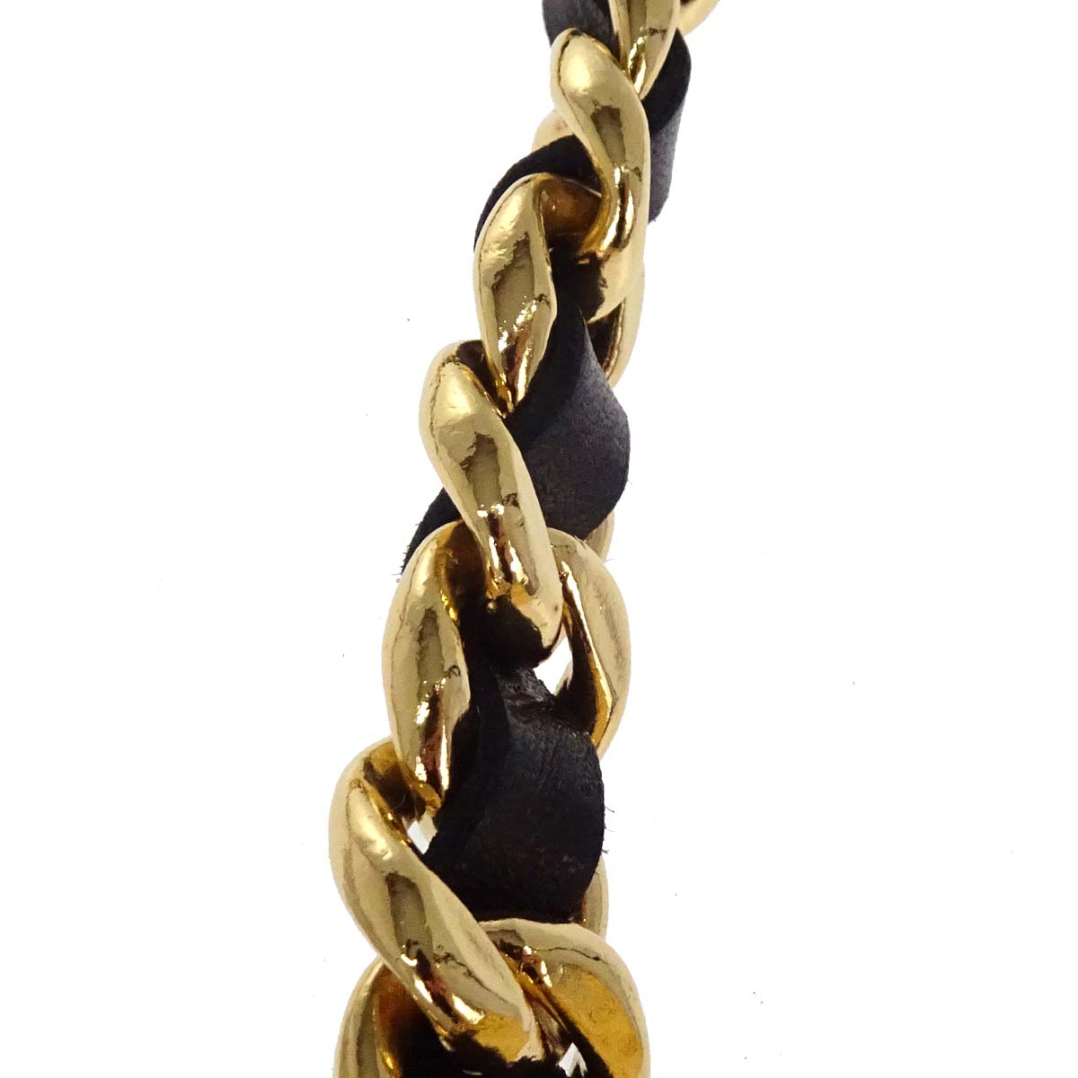 Chanel Chain Belt Medallion Gold Black Small Good