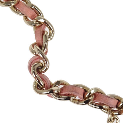 Chanel Chain Belt CC Logo Charm Gold Pink Leather Small Good 09C